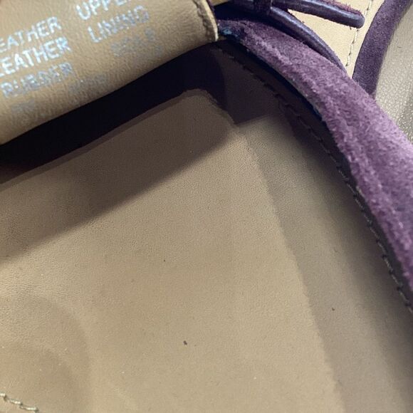 Elegant Tory Burch Burgundy Suede Loafers - Picture 14 of 15